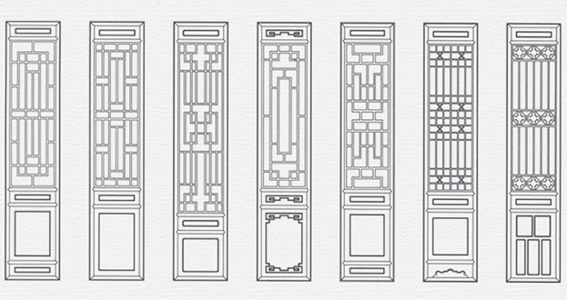 拜城常用中式仿古花窗图案隔断设计图